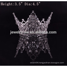 new arrival fashion metal silver plated large pageant full round diamond crowns for sale